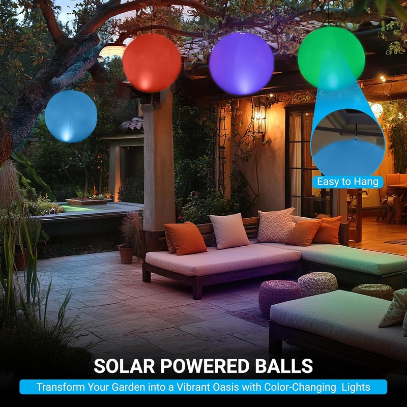 NAYUNA 4 Pack - Solar LED Floating Pool Lights - 14-Inch Inflatable Waterproof Decorative Balls with 16 Color-Changing Glow, Durable and Eco-Friendly for Pools, Patios, Gardens and Events - Image 2